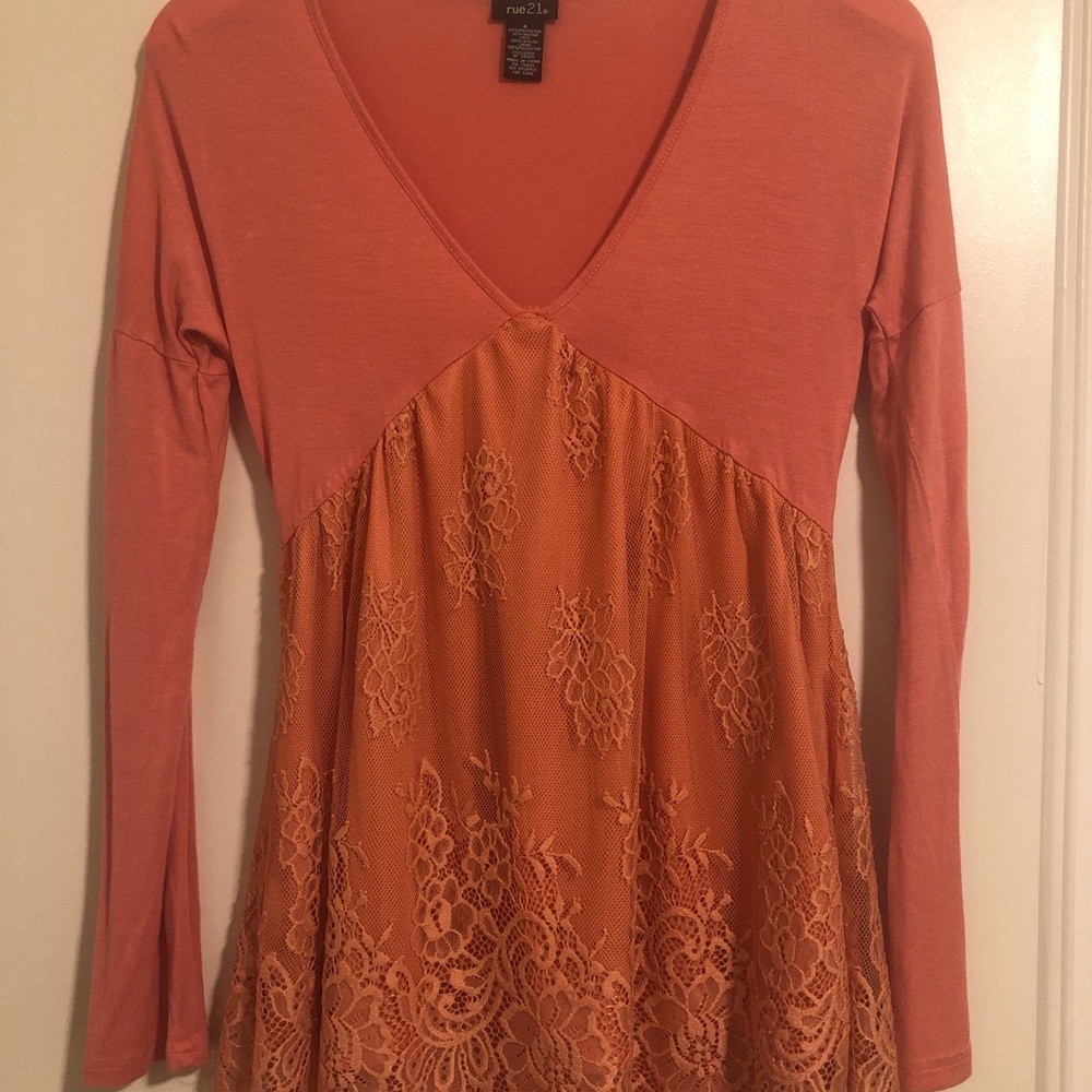 Peachy/coral long sleeve shirt